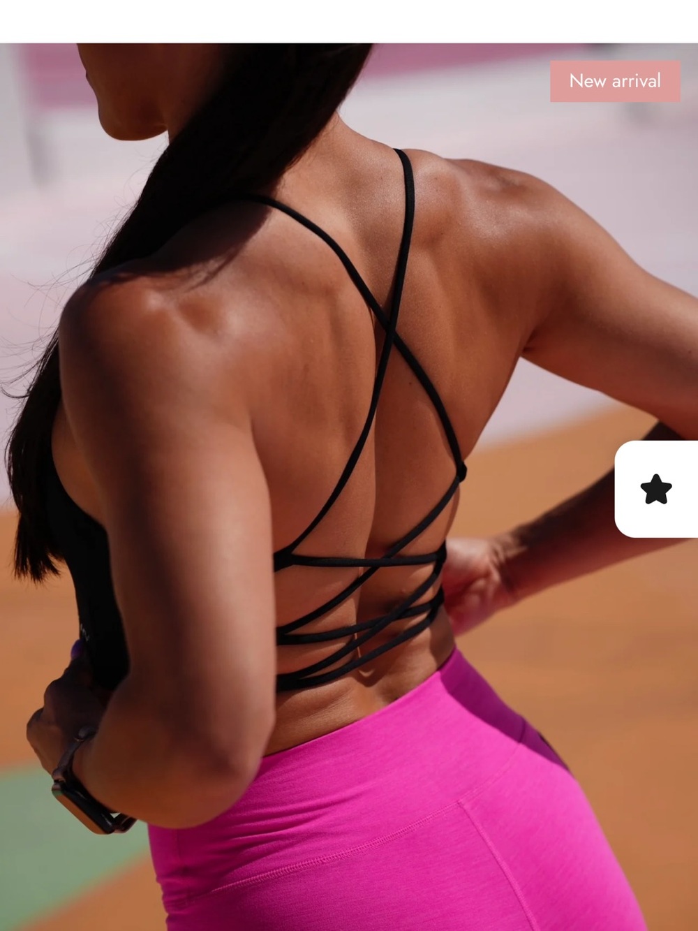 Strappy Back Sports Bra - Black - Picture 1 of 10